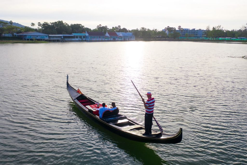 Gondola ride on the lake at Bocconcino Phuket
