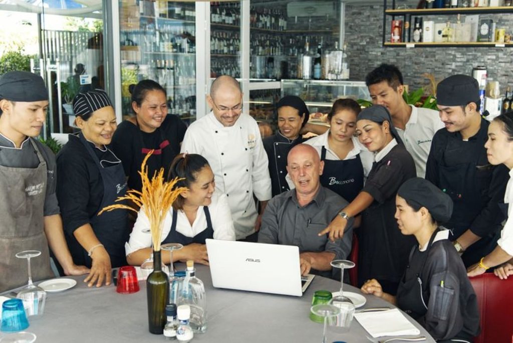 Bocconcino kitchen and service team together